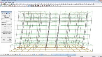 3 dimensional wired frame view (3DV) of the structural model. Animation of the various mode shapes of the modal analysis.