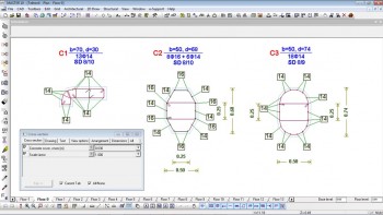 Column cross-sections of arbitrary geometry are calculated by Fespa. The cross-section’s geometry is described using the linear tools of Fespa.