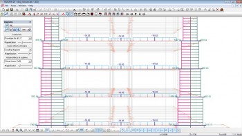 Axial force diagrams and loading diagrams for selected members