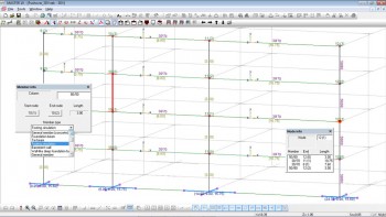 All members of the structure with common type are highlighted. The local coordinate system of members can be shown or hidden. Member and node info are displayed by just clicking on the member or node.