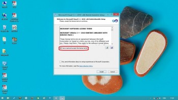 Installation of Microsoft Visual C++. Accept the license terms agreement («I have read and accept the license terms»).
