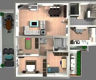 3D plan view of rural home<br>
Ace Design