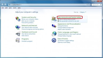 Select «User Accounts and Family Safety»