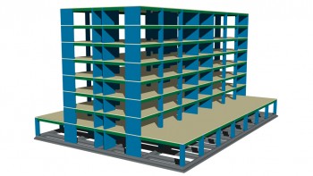 3D solid view of a concrete building.