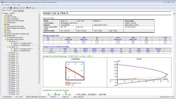 Detailed output for column/ Compression zone / N vs M interaction diagram