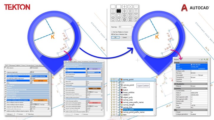 Τα σημεία τοπογραφικού του Tekton μετατρέπονται σε points του AutoCAD